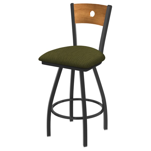 36" Swivel Counter Stool, Bronze Finish, Med Back, Graph Parrot Seat